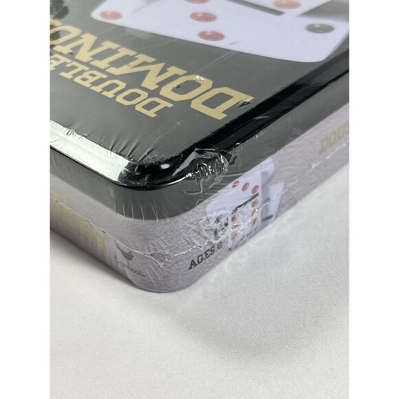 Double Six Dominoes 28 Color Dot Dominoes New Factory Sealed Storage Tin - Picture 10 of 11